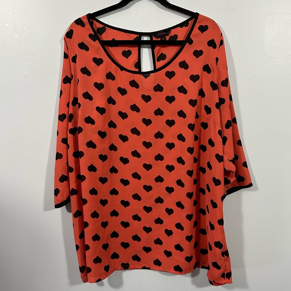 Semi sheer heart print tunic size 22